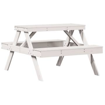 Picnic Table White 105x134 cm | Solid Wood Pine - Hipomarket