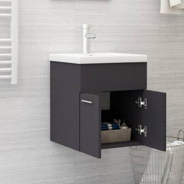 Stylish Sink Cabinet with Built-in Basin | Grey Engineered Wood