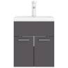 Stylish Sink Cabinet with Built-in Basin | Grey Engineered Wood