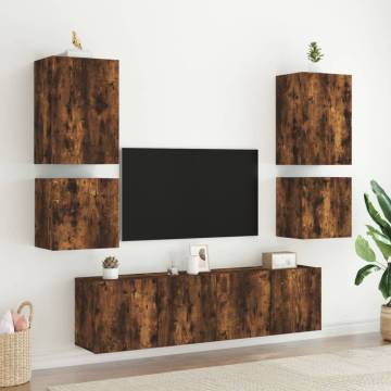 Smoked Oak TV Wall Cabinets 2 pcs - Stylish Storage Solution