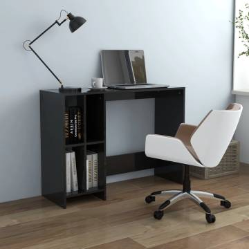 High Gloss Black Notebook Desk - Modern Engineered Wood