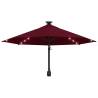 300 cm Burgundy Wall-Mounted Parasol with LEDs - Hipomarket