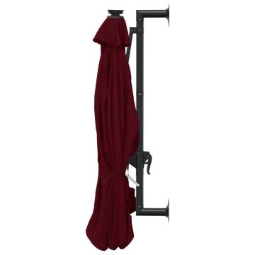 300 cm Burgundy Wall-Mounted Parasol with LEDs - Hipomarket