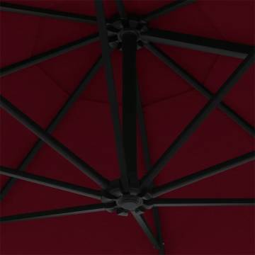 300 cm Burgundy Wall-Mounted Parasol with LEDs - Hipomarket