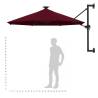 300 cm Burgundy Wall-Mounted Parasol with LEDs - Hipomarket