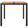 Garden Table with Wooden Top – Black Poly Rattan & Acacia