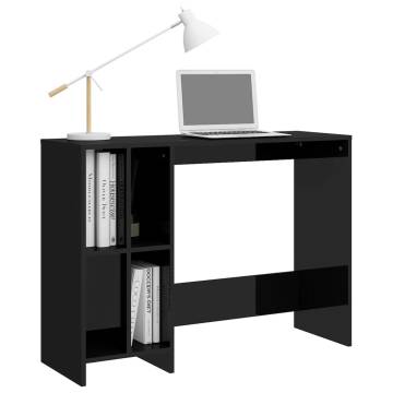 High Gloss Black Notebook Desk - Modern Engineered Wood