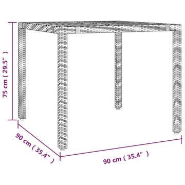 Garden Table with Wooden Top – Black Poly Rattan & Acacia