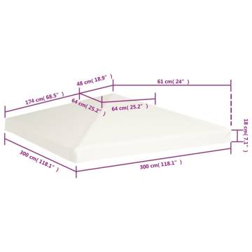 Gazebo Top Cover 310 g/m² 3x3 m Cream White - Durable & Water Resista