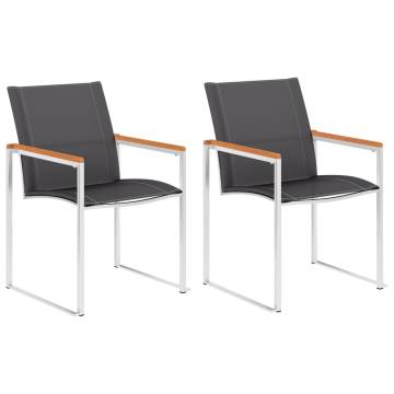 Stylish Garden Chairs Set - 2 Pcs Textilene & Stainless Steel