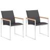 Garden Chairs 2 pcs Textilene and Stainless Steel Grey Quantity in Package 2 Material solid acacia wood Number of 1 