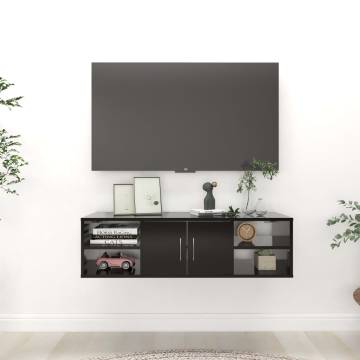 Stylish Black Wall Shelf - 102x30x29 cm Engineered Wood