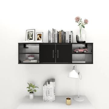 Stylish Black Wall Shelf - 102x30x29 cm Engineered Wood