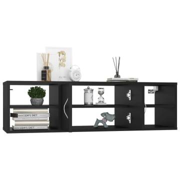 Stylish Black Wall Shelf - 102x30x29 cm Engineered Wood