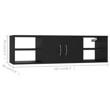 Stylish Black Wall Shelf - 102x30x29 cm Engineered Wood