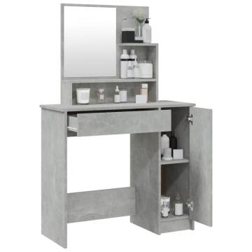 Stylish Dressing Table with Mirror - Concrete Grey 86.5x35x136 cm