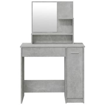 Stylish Dressing Table with Mirror - Concrete Grey 86.5x35x136 cm