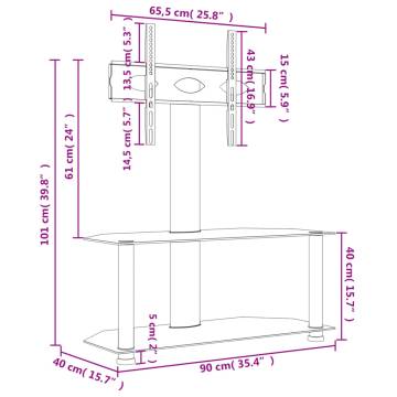 Corner TV Stand 2-Tiers for 32-70 Inch - Stylish Black Design