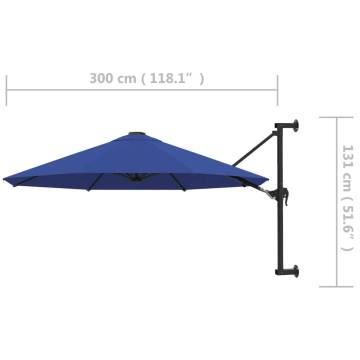 Wall-Mounted Parasol 300 cm Blue | Stylish Shade Solution