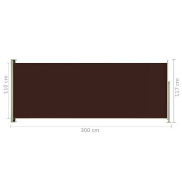 Patio Retractable Side Awning 117x300 cm - Brown Privacy Solution