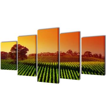 Canvas Wall Print Set Fields - 100 x 50 cm | HipoMarket