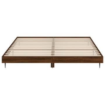 Brown Oak King Size Bed Frame - Engineered Wood 150x200 cm