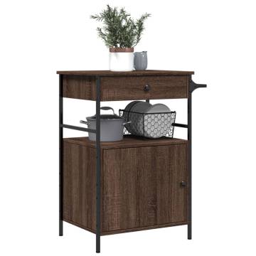 Brown Oak Kitchen Trolley - Stylish Storage Solution