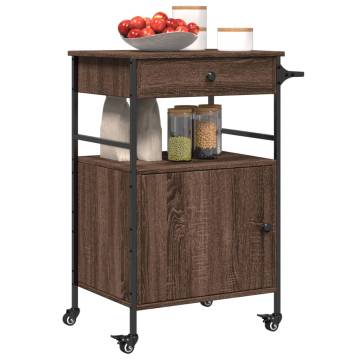 Brown Oak Kitchen Trolley - Stylish Storage Solution