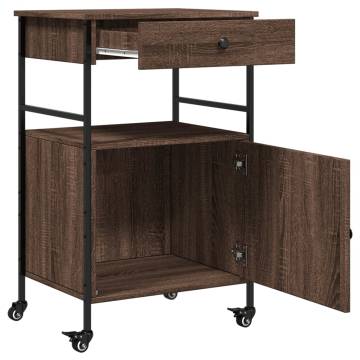 Brown Oak Kitchen Trolley - Stylish Storage Solution