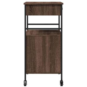 Brown Oak Kitchen Trolley - Stylish Storage Solution