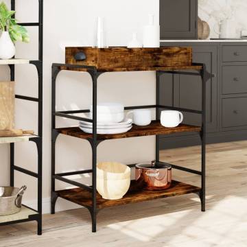 Stylish Smoked Oak Kitchen Trolley - 81.5x41x92.5 cm