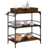 Stylish Smoked Oak Kitchen Trolley - 81.5x41x92.5 cm