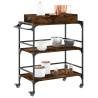 Stylish Smoked Oak Kitchen Trolley - 81.5x41x92.5 cm