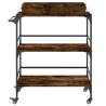 Stylish Smoked Oak Kitchen Trolley - 81.5x41x92.5 cm