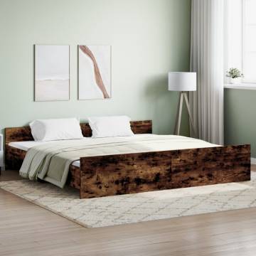 Smoked Oak Super King Bed Frame with Headboard & Footboard