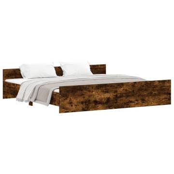 Smoked Oak Super King Bed Frame with Headboard & Footboard