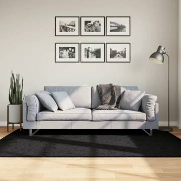 Shaggy Rug PAMPLONA High Pile Modern Black 140x200 cm