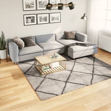 Shaggy Rug PAMPLONA High Pile Beige and Anthracite 240x240 cm