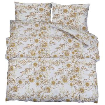 Duvet Cover Set White & Brown 260x220 cm Cotton | Hipomarket