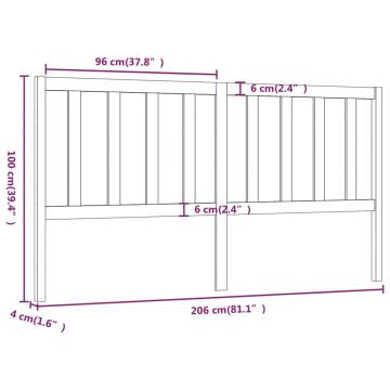 Stylish White Bed Headboard - Solid Pine Wood - 206x4x100 cm