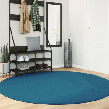 Rug OVIEDO Short Pile Turquoise Ø 200 cm - Comfort & Style