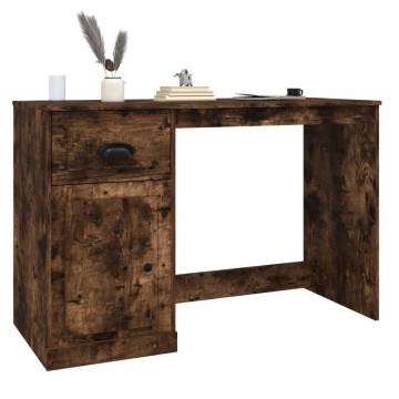 Modern Desk with Drawer in Smoked Oak - 115x50x75 cm