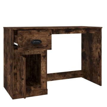 Modern Desk with Drawer in Smoked Oak - 115x50x75 cm