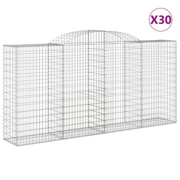 Arched Gabion Baskets - 30 pcs Galvanised Iron | Hipomarket