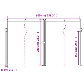 Retractable Side Awning Blue 200x600 cm - Privacy Screen