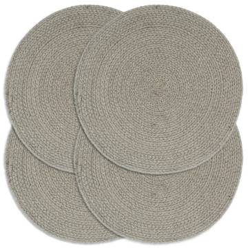 Placemats 4 pcs Plain Grey 38 cm Round Cotton | HipoMarket