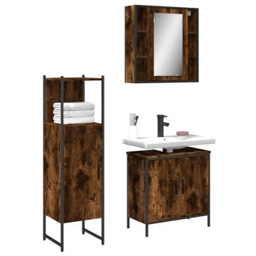 3 Piece Bathroom Cabinet Set - Smoked Oak | Hipo Market