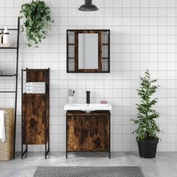 3 Piece Bathroom Cabinet Set - Smoked Oak | Hipo Market