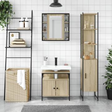 3 Piece Bathroom Cabinet Set in Sonoma Oak - Stylish Storage