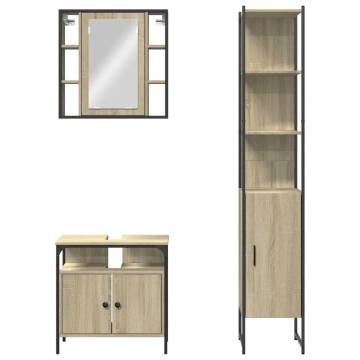 3 Piece Bathroom Cabinet Set in Sonoma Oak - Stylish Storage